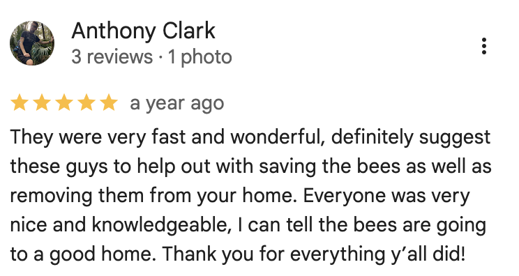Google review from Anthony Clark